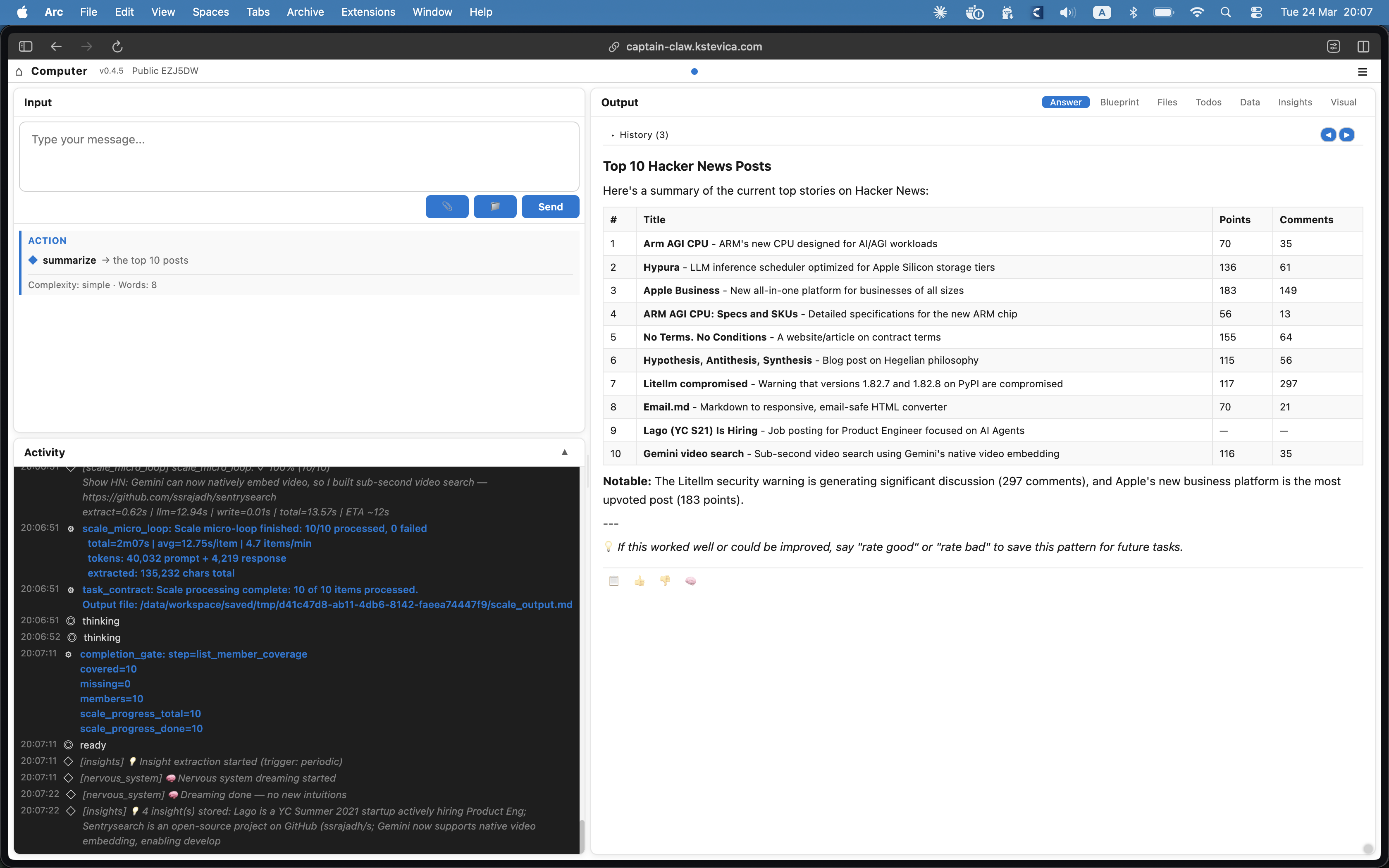 Research results with insights